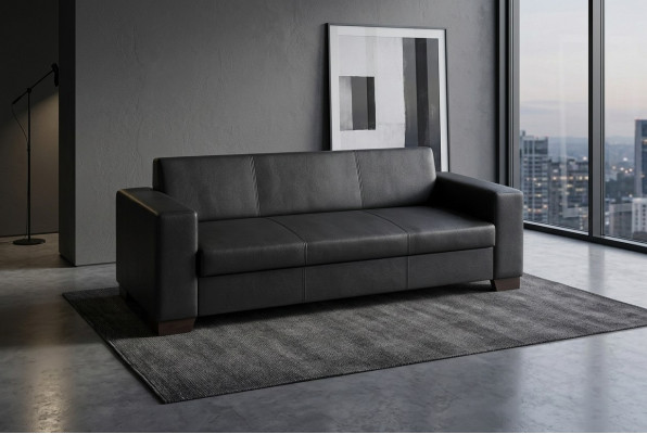 Schwarzer Büro Dreisitzer Arbeitszimmer Sofa Luxus Couch Polstermöbel