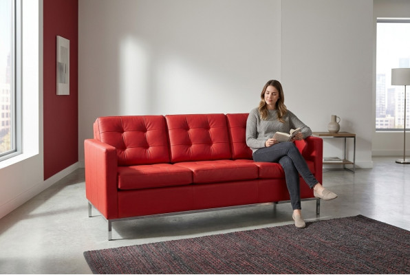 Roter Dreisitzer Moderne Luxus Couch Polstersitzer Textil Sofas Stil