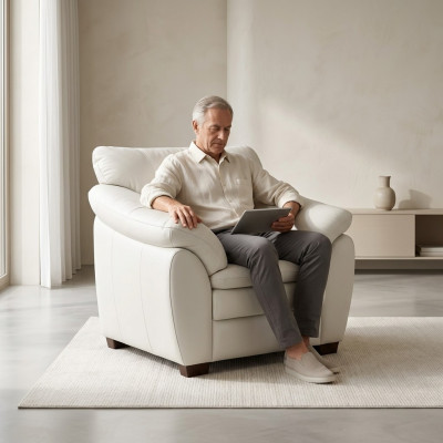 Weißer Sessel Arbeitszimmermöbel Office Polstersessel Textil Sitzer