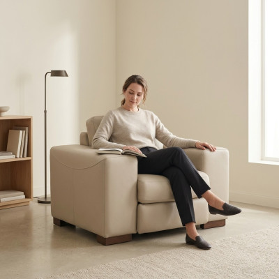 Modern Sessel Weiß Büro Office Arbeitszimmer Textil Möbel Neu