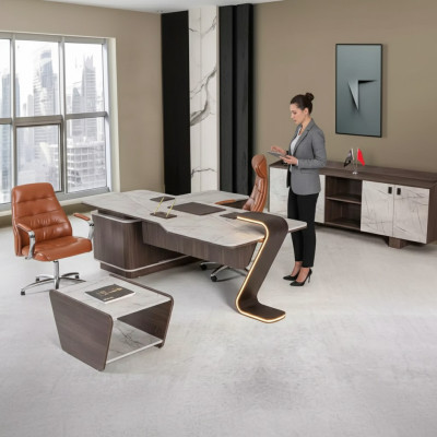 Möbel Luxus Büroeinrichtung Komplettes Set Tisch Schrank 3tlg Kanzlei