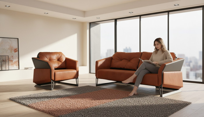 Moderne Sofagarnitur Arbeitszimmermöbel Dreisitzer Büro Sessel Textil 3+1