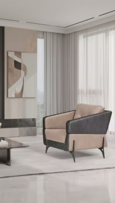 Beige Sessel Arbeitszimmer Textil Möbel Luxus Sitz Polstersessel Lehntuhl