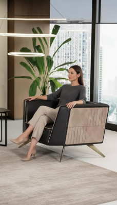 Luxus Schwarz Sessel Arbeitszimmer Sitz Modern Designer Büro Möbel