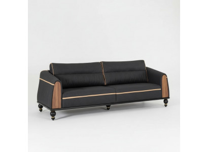 Schwarzes Designer Sofa Arbeitszimmermöbel Stil Moderne Couch Dreisitzer