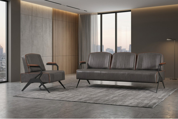 Sofa Set 2 Luxus Möbel Sofagarnitur Dreisitzer Arbeitszimmer Einrichtung 3+1