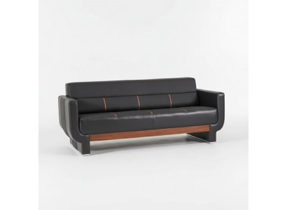 Schwarze Dreisitzer Couch Moderne Ledermöbel Büroeinrichtung Polster