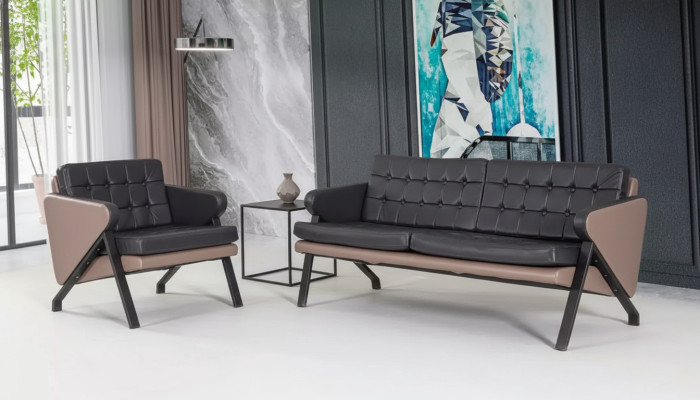 Moderne Sofagarnitur Luxus Zweisitzer Sessel Polster Design Arbeitsmöbel 2+1