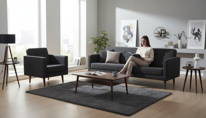 Komplette Sofagarnitur Sessel Dreisitzer Stil Möbel Arbeitszimmer 3+1