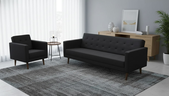 Komplette Sofagarnitur Sessel Dreisitzer Stil Möbel Arbeitszimmer 3+1