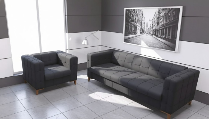 Polster Sitzgruppe Sofas Luxus Couchgarnitur Dreisitzer Sessel Textil 3+1