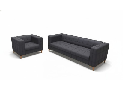 Polster Sitzgruppe Sofas Luxus Couchgarnitur Dreisitzer Sessel Textil 3+1