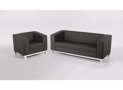 Graue Luxus Sofagarnitur Dreisitzer Sessel Polstermöbel Couch Set 2tlg 3+1