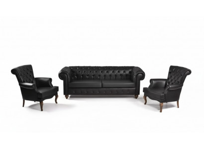 Schwarze Chesterfield Sofagarnitur Komplette Büroeinrichtung Moderne Möbel