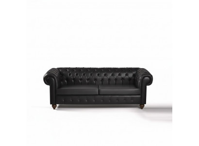 Schwarzer Chesterfield Dreisitzer Büroeinrichtung Couch Luxus Sitzer