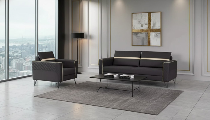Couchgarnitur Polstermöbel Dreisitzer Sessel Designer Textil Möbel 2tlg 3+1