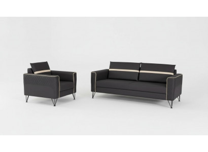 Couchgarnitur Polstermöbel Dreisitzer Sessel Designer Textil Möbel 2tlg 3+1
