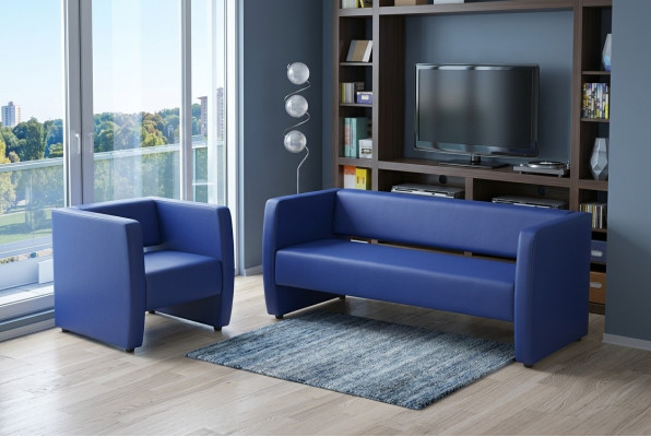 Blaue Komplette Sofagarnitur Büroeinrichtung Luxus Polstergarnitur 2+1