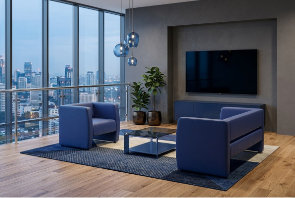 Blaue Komplette Sofagarnitur Büroeinrichtung Luxus Polstergarnitur 2+1