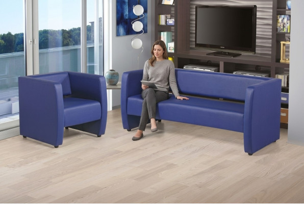 Luxus Blauer Sessel Büro Möbel Arbeitszimmer Polster Textil Stoff Neu