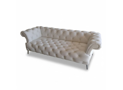 Chesterfield Sofa 3 Sitzer Luxus Couch Kunstleder Sofas Weiß Ledersofa