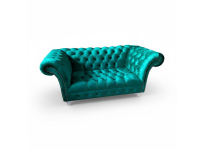 Chesterfield Luxus Sofa 2 Sitzer Textil Couch Blau Sofas Grüne Couchen