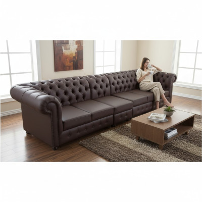 Chesterfield Big Sofa Couchen Ledersofa xxl Big Sofas Braun Couch 6 Sitzer