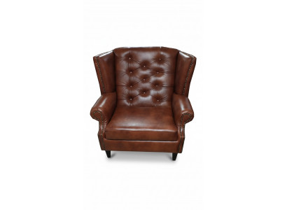 Luxus Ohrensessel Chesterfield Sessel Leder Braun Couch Modern Möbel