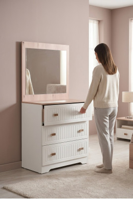 Kommode mit spiegel konsole tisch möbel weiß modern im schlafzimmer