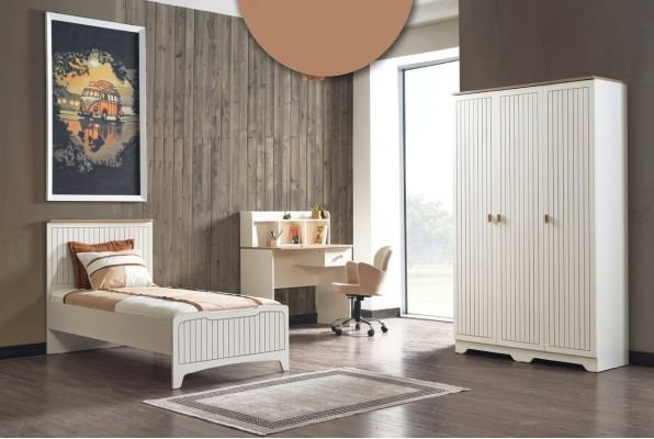 Modern Komplett Jugendzimmer Luxus Kinderzimmer Set 3tlg Weiß
