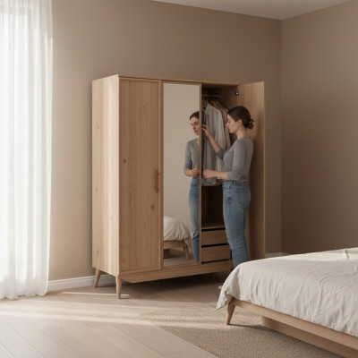 Kleiderschrank braun Holz Schlafzimmer Möbel design Schränke Edler Schrank