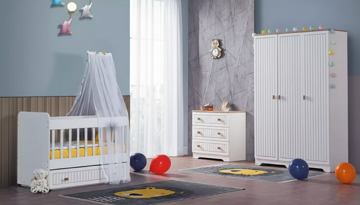 Baby Komplettzimmer Schrank Bett Kinderzimmer Säugling Kommode 3tlg.