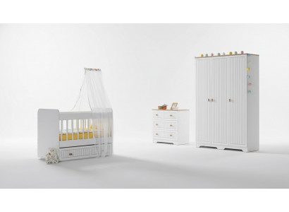Baby Komplettzimmer Schrank Bett Kinderzimmer Säugling Kommode 3tlg.