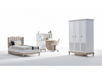 Kinder Jugendzimmer Bett + Schreibtisch + Kleiderschrank 3-teilige