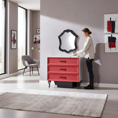 Klassisches Sideboard Kommode Schrank Kommoden Schlafzimmer Rot Holz