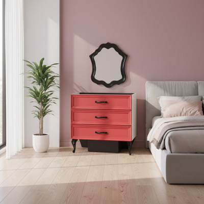 Klassisches Sideboard Kommode Schrank Kommoden Schlafzimmer Rot Holz
