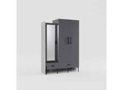 Kleiderschrank Grau Garderobe Schränke Schlafzimmer Holz Möbel Einrichtung 134cm