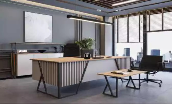 Hell Graue Büro Einrichtung Büromöbel Set Tisch Schreibtisch Schrank 3tlg