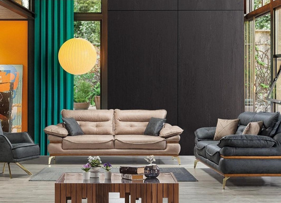Modernes graues Sofa im Wohnzimmer Exklusives 3-Sitzer-Sofa