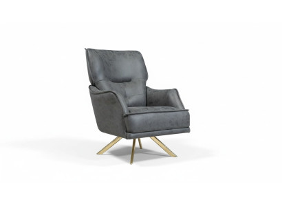 Grauer Einsitzer Exklusiver Sessel Lounge Club 1-Sitzer Luxus Einsitzer
