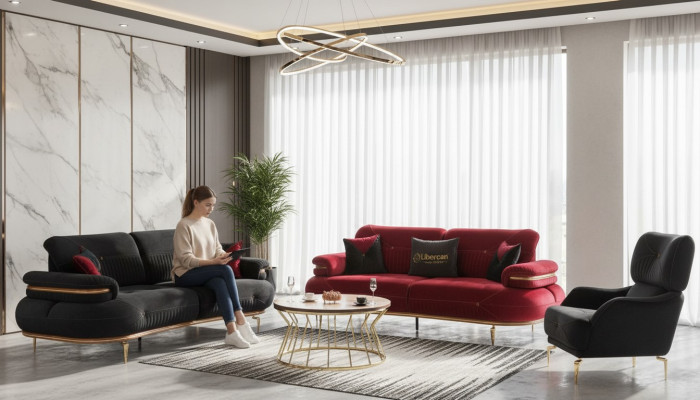 Moderne Wohnzimmermöbel Set Polster Sofa Sessel Modern 3-tlg