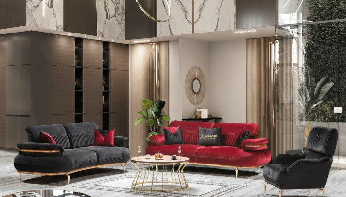 Moderne Wohnzimmermöbel Set Polster Sofa Sessel Modern 3-tlg