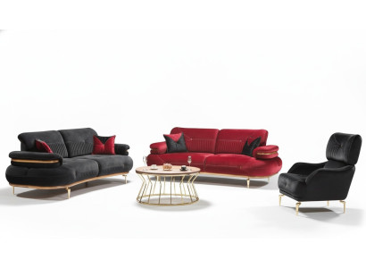 Moderne Wohnzimmermöbel Set Polster Sofa Sessel Modern 3-tlg