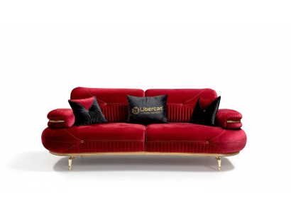 Exklusives 3-Sitzer-Sofa Stoffsitz moderne Textilmöbel rote Farbe neu