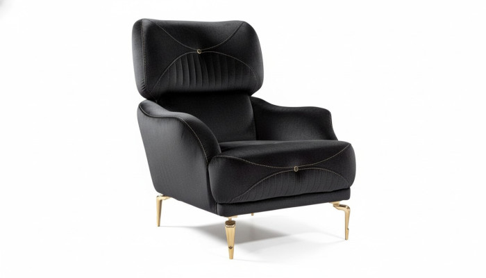 Exklusiver Textilsessel Schwarz Einzelsofa Moderne Polsterung neu