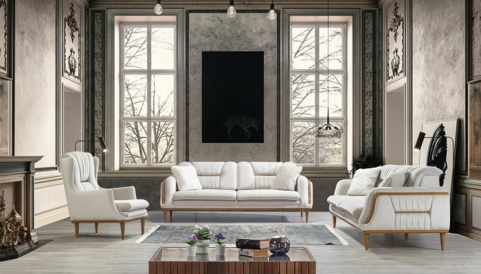 Modernes weißes Luxussofa für Wohnzimmer und 1 Sitzer Sessel