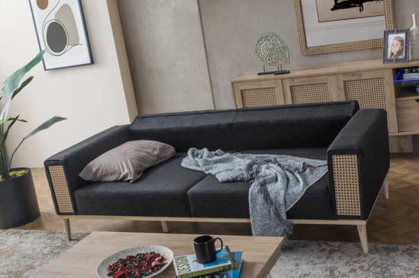 Sofa 3-Sitzer Hochwertiges Design modernes Textilsofa Wohnzimmer