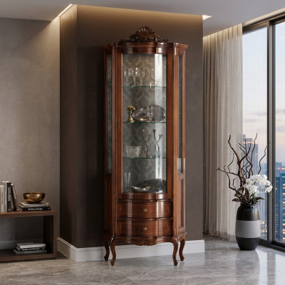Luxuriöse hochwertige Vitrine aus braunem Holz Klassische Möbel