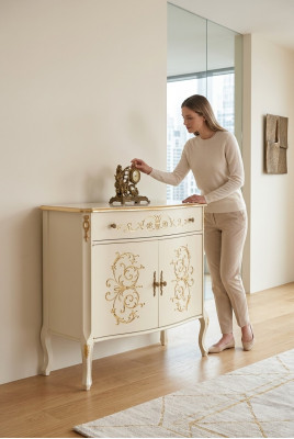 Klassisches Weißes Sideboard Holzmöbel Designer Kommode Wohnzimmer Neu