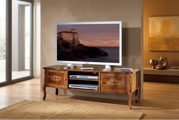 Klassischer Brauner TV-Schrank Wohnzimmer Lowboard Luxus Ständer Design